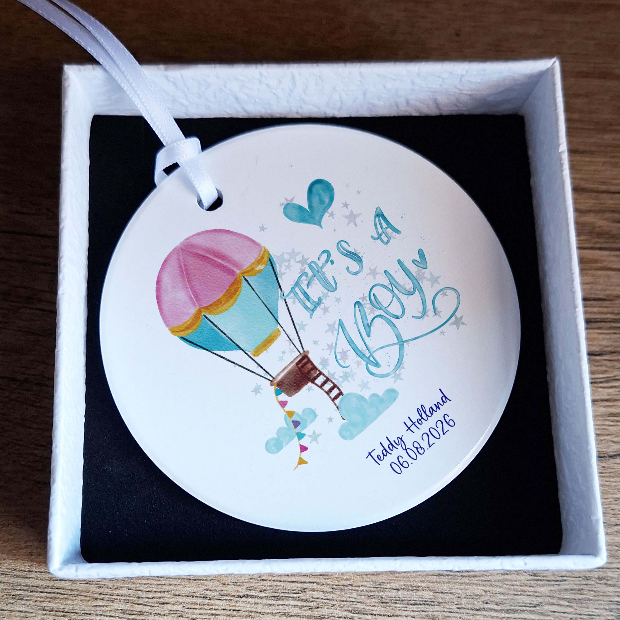 It’s a Boy Hot Air Balloon New Baby Boy Keepsake
