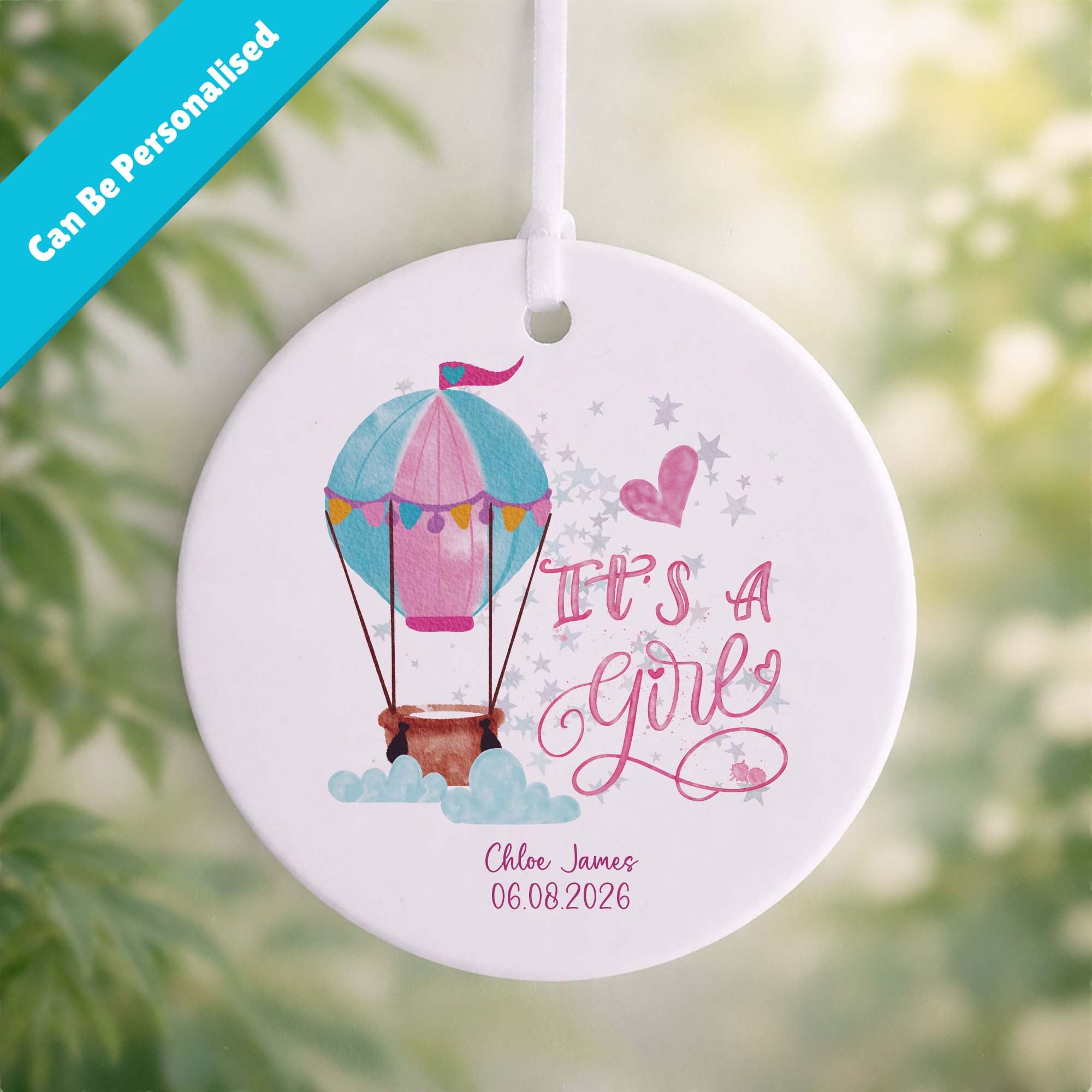 It’s a Girl Hot Air Balloon New Baby Girl Keepsake