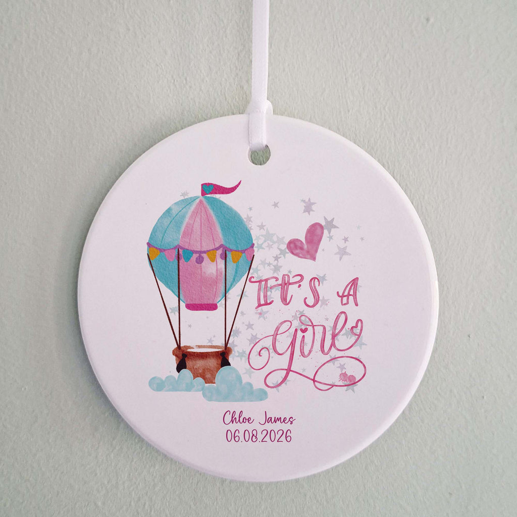 It’s a Girl Hot Air Balloon New Baby Girl Keepsake