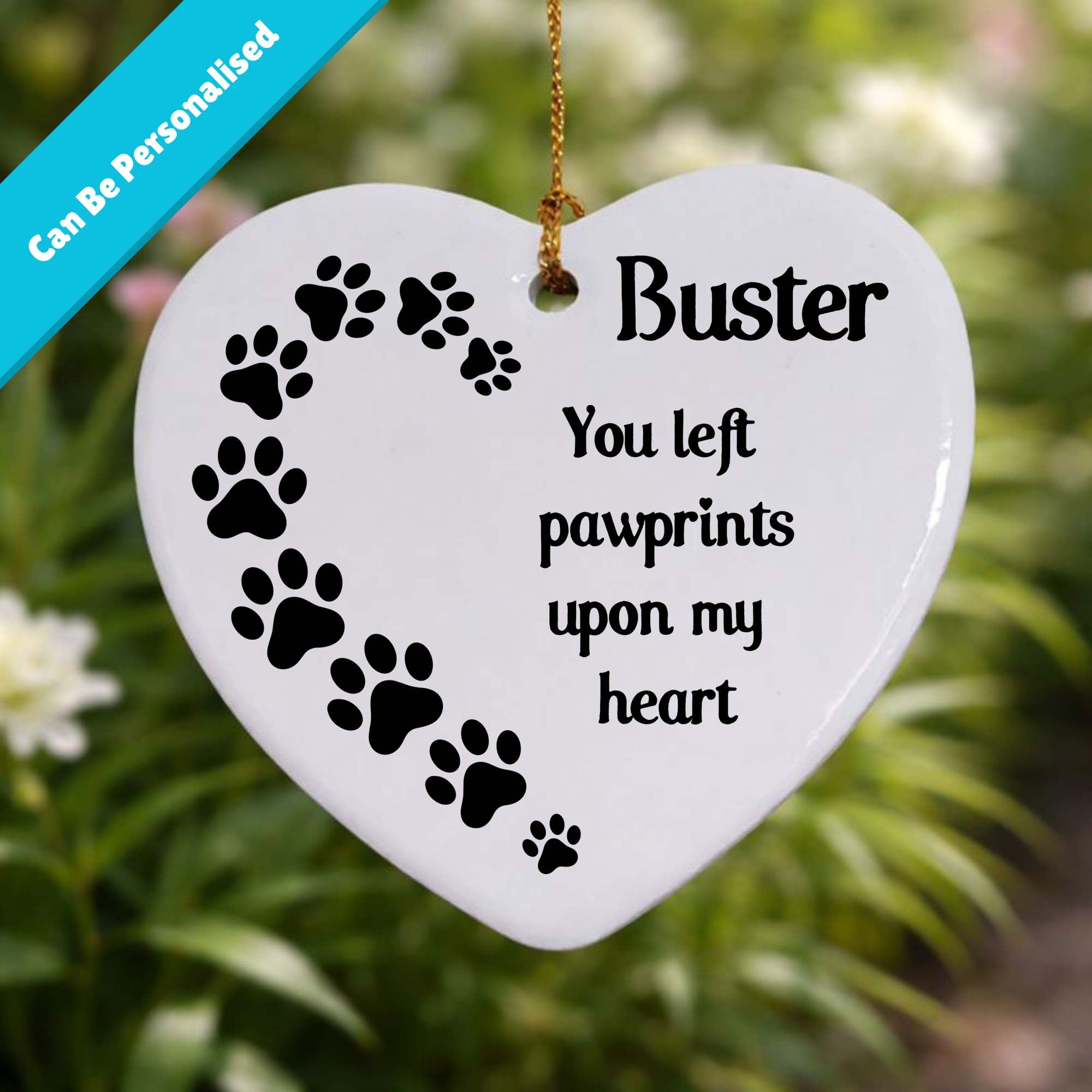 Pawprints On My Heart Ceramic Heart