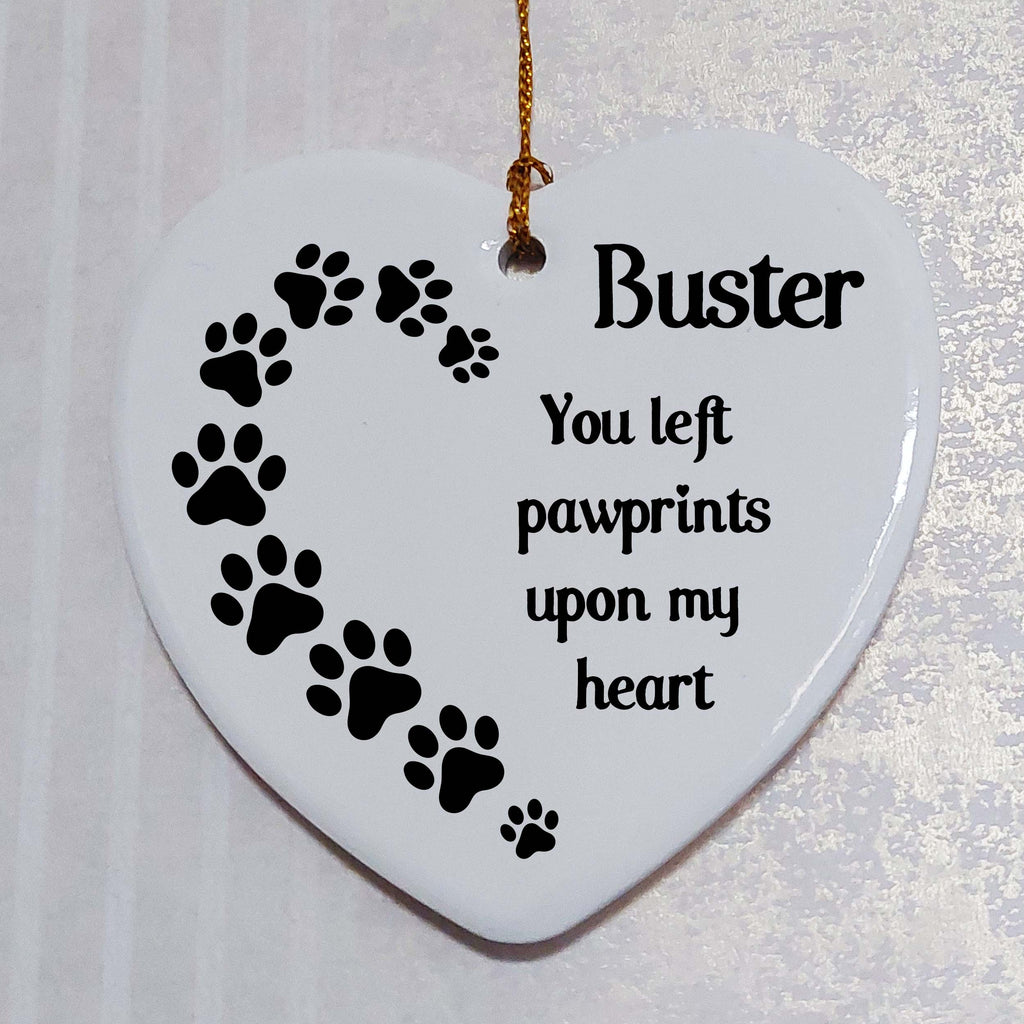 Pawprints On My Heart Ceramic Heart