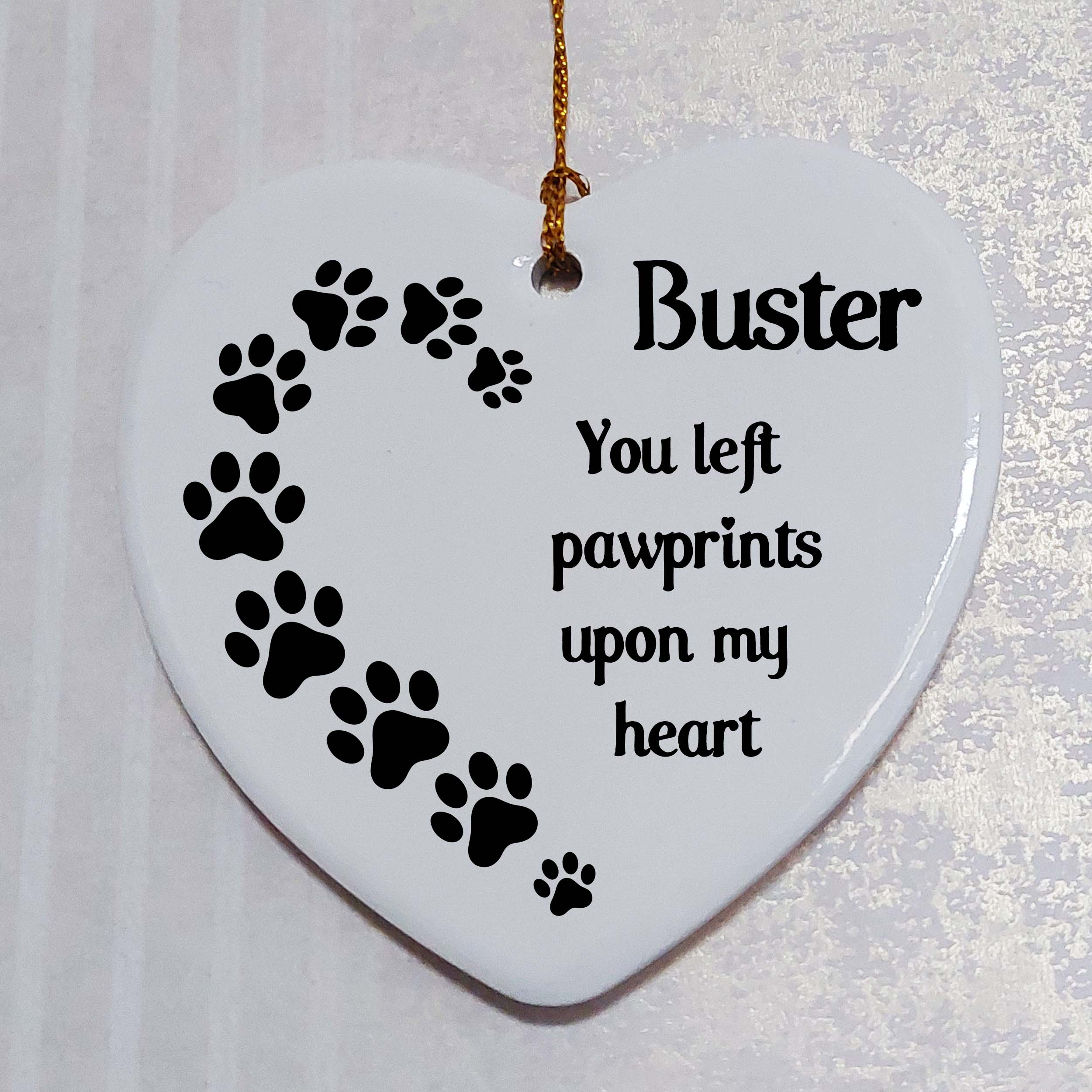 Pawprints On My Heart Ceramic Heart