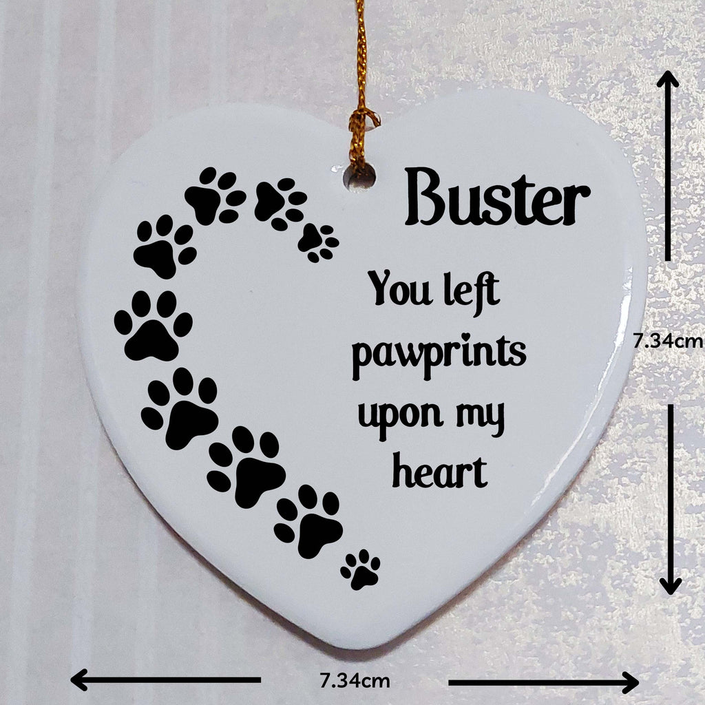 Pawprints On My Heart Ceramic Heart