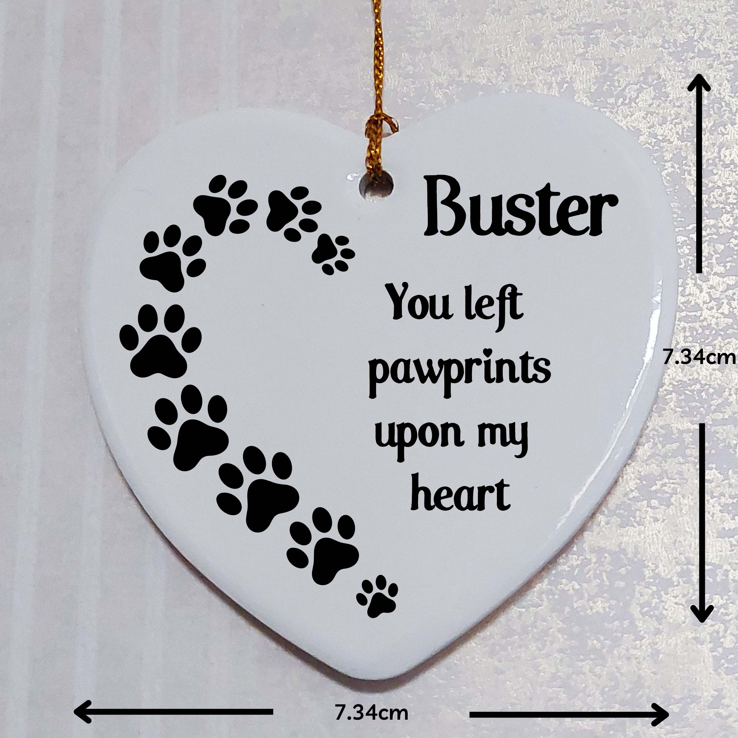 Pawprints On My Heart Ceramic Heart