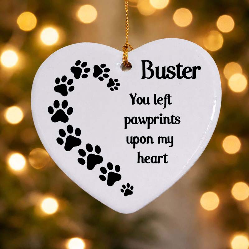 Pawprints On My Heart Ceramic Heart