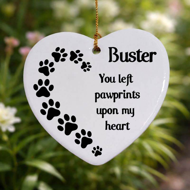 Pawprints On My Heart Ceramic Heart
