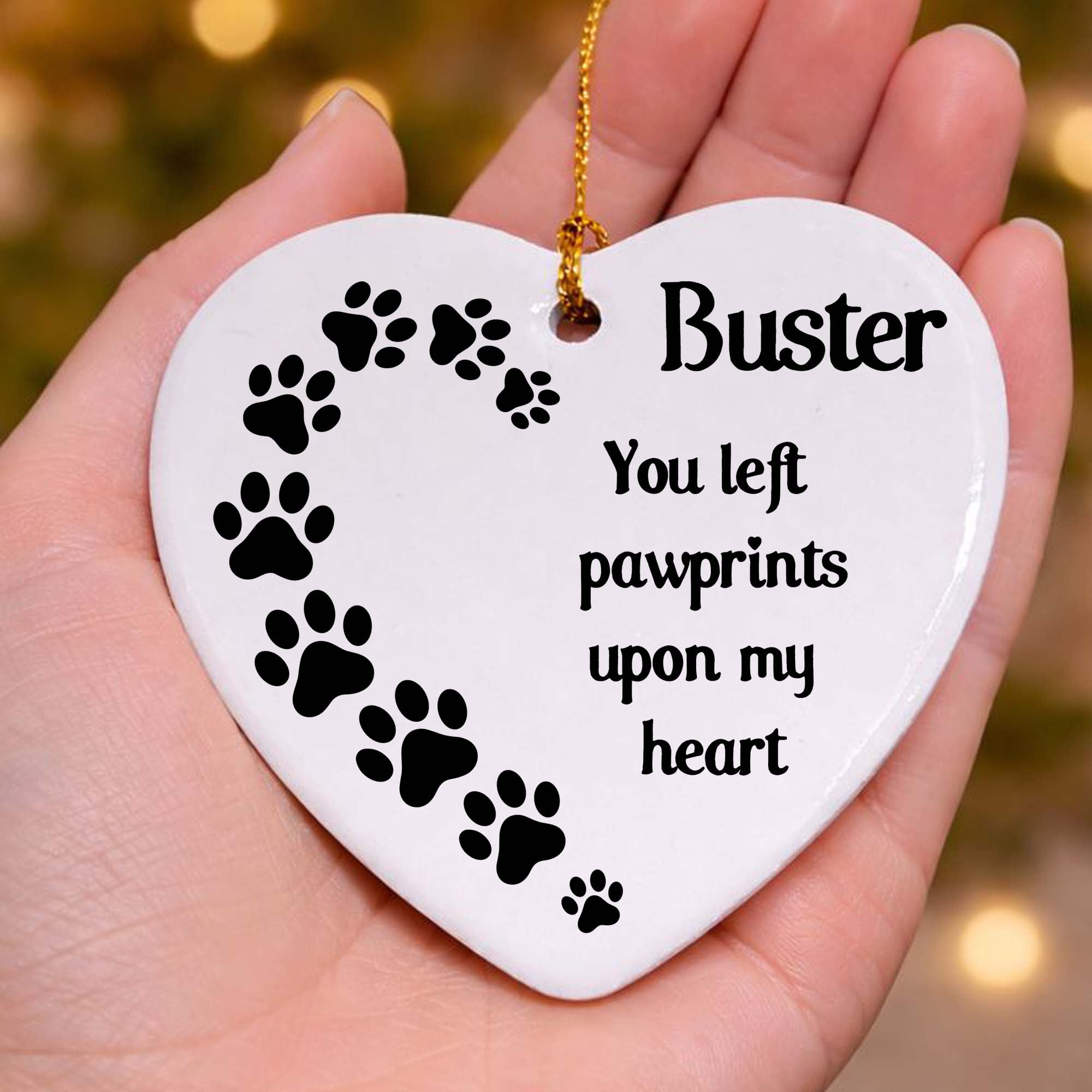 Pawprints On My Heart Ceramic Heart