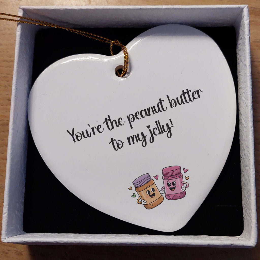 Peanut Butter to My Jelly Ceramic Heart