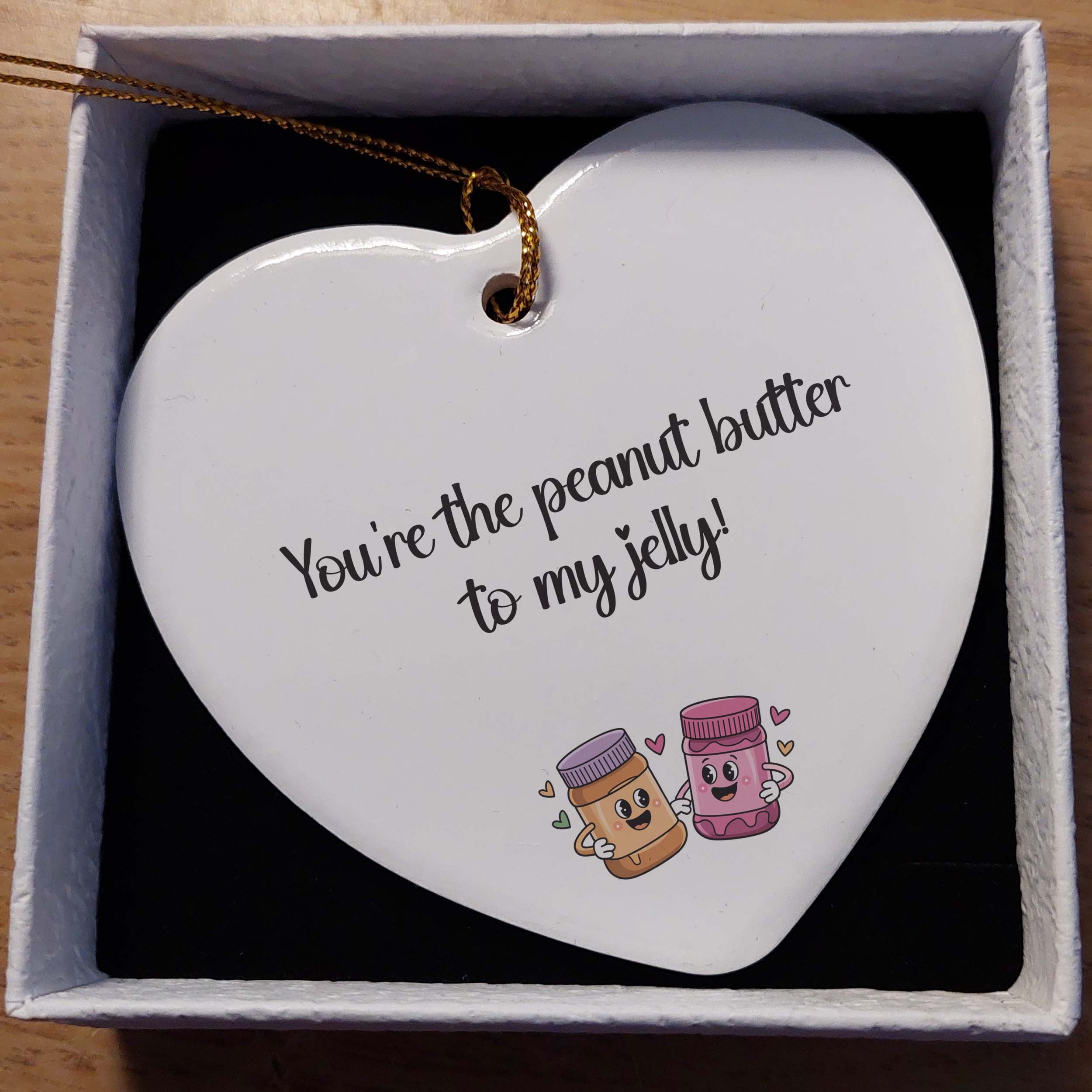 Peanut Butter to My Jelly Ceramic Heart