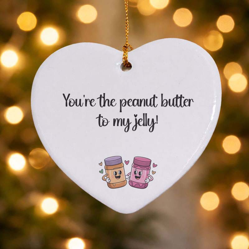 Peanut Butter to My Jelly Ceramic Heart