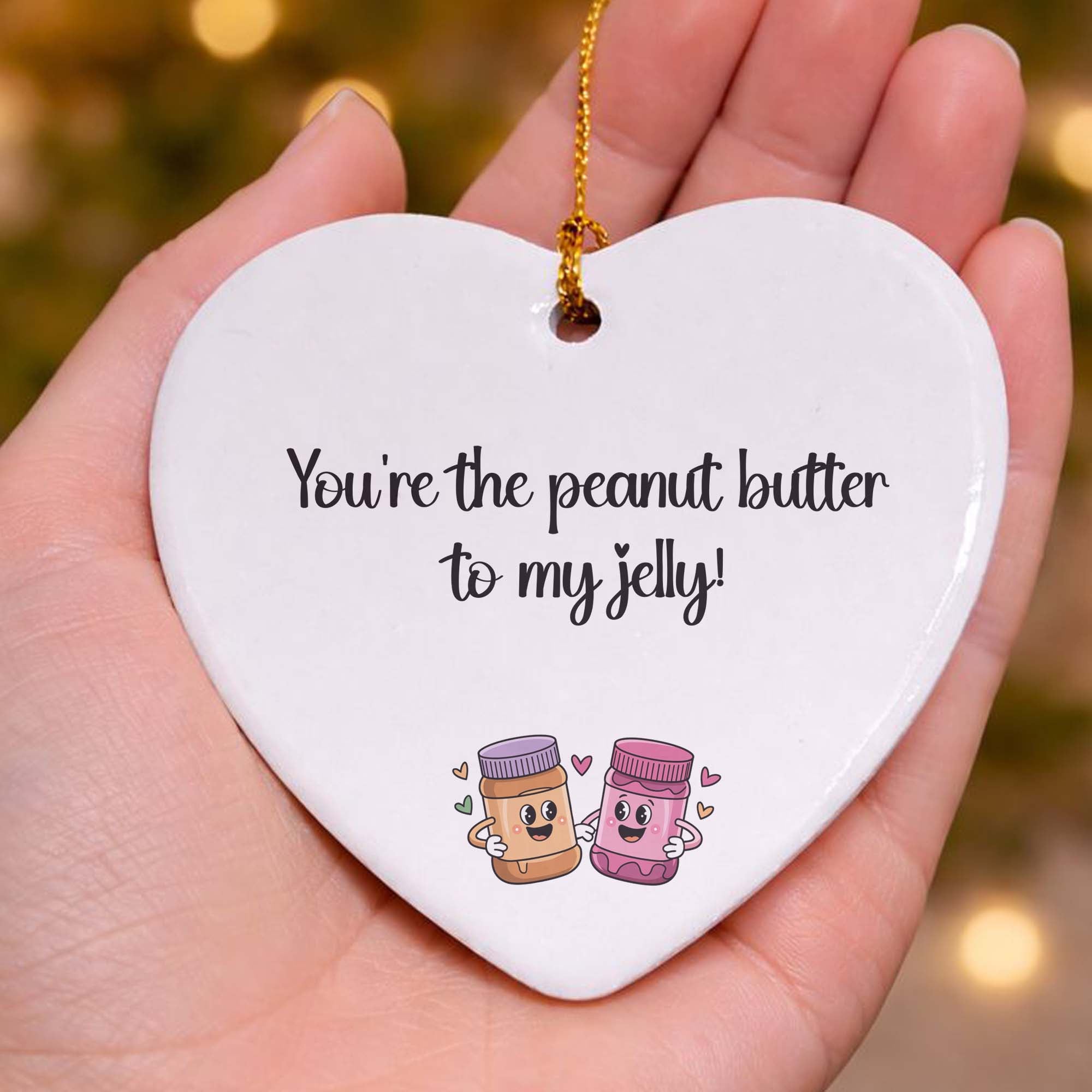Peanut Butter to My Jelly Ceramic Heart