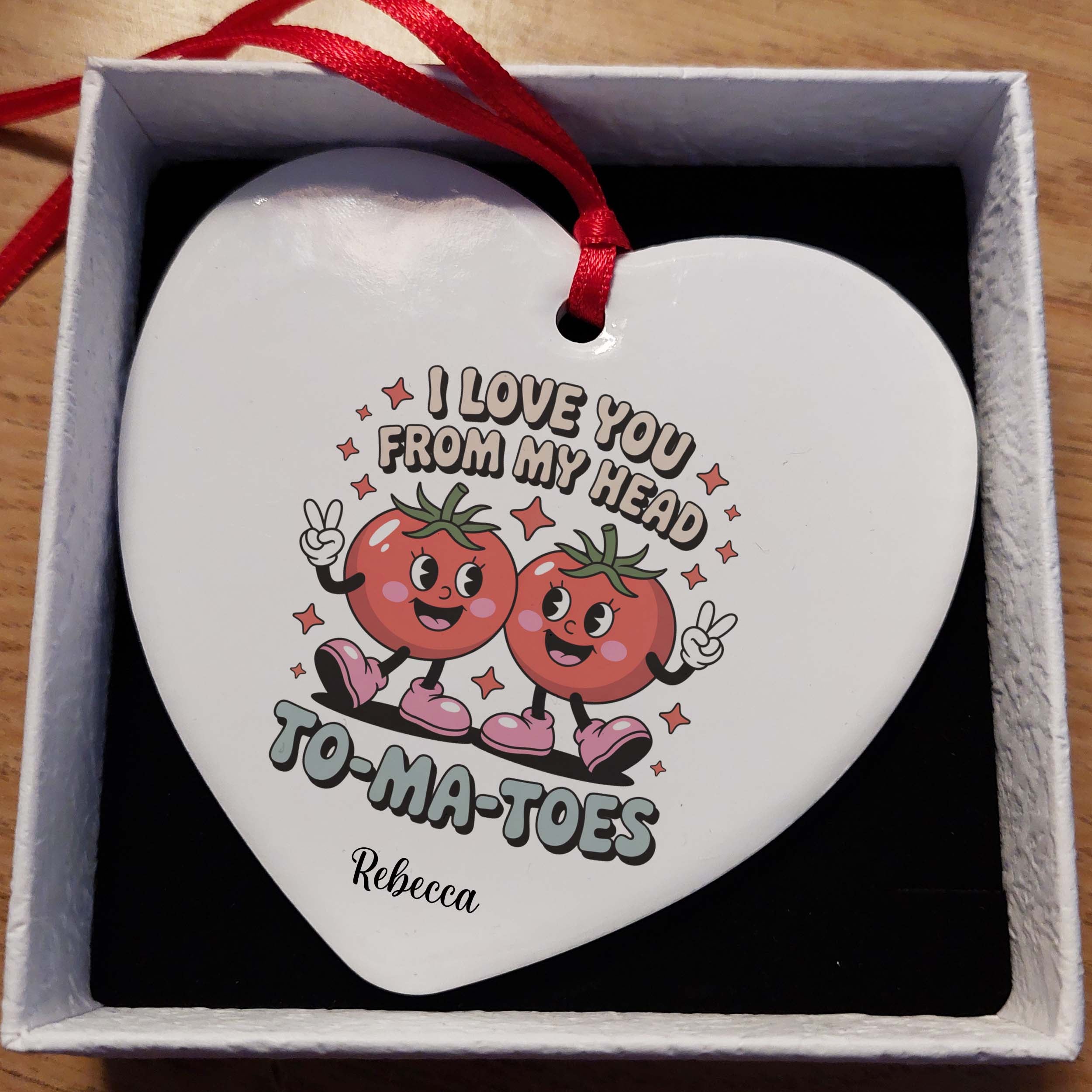 I Love You From My Head To-Ma-Toes Ceramic Heart