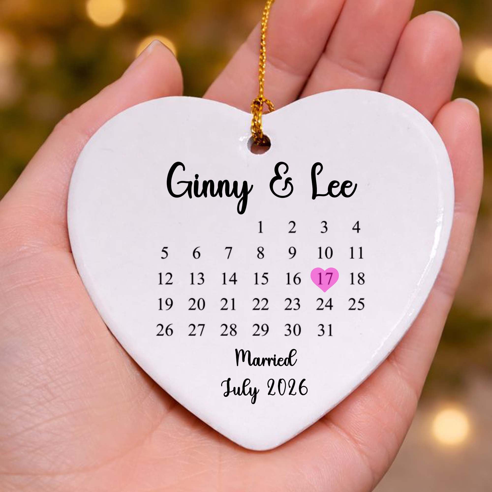 Calendar Wedding Anniversary Ceramic Heart