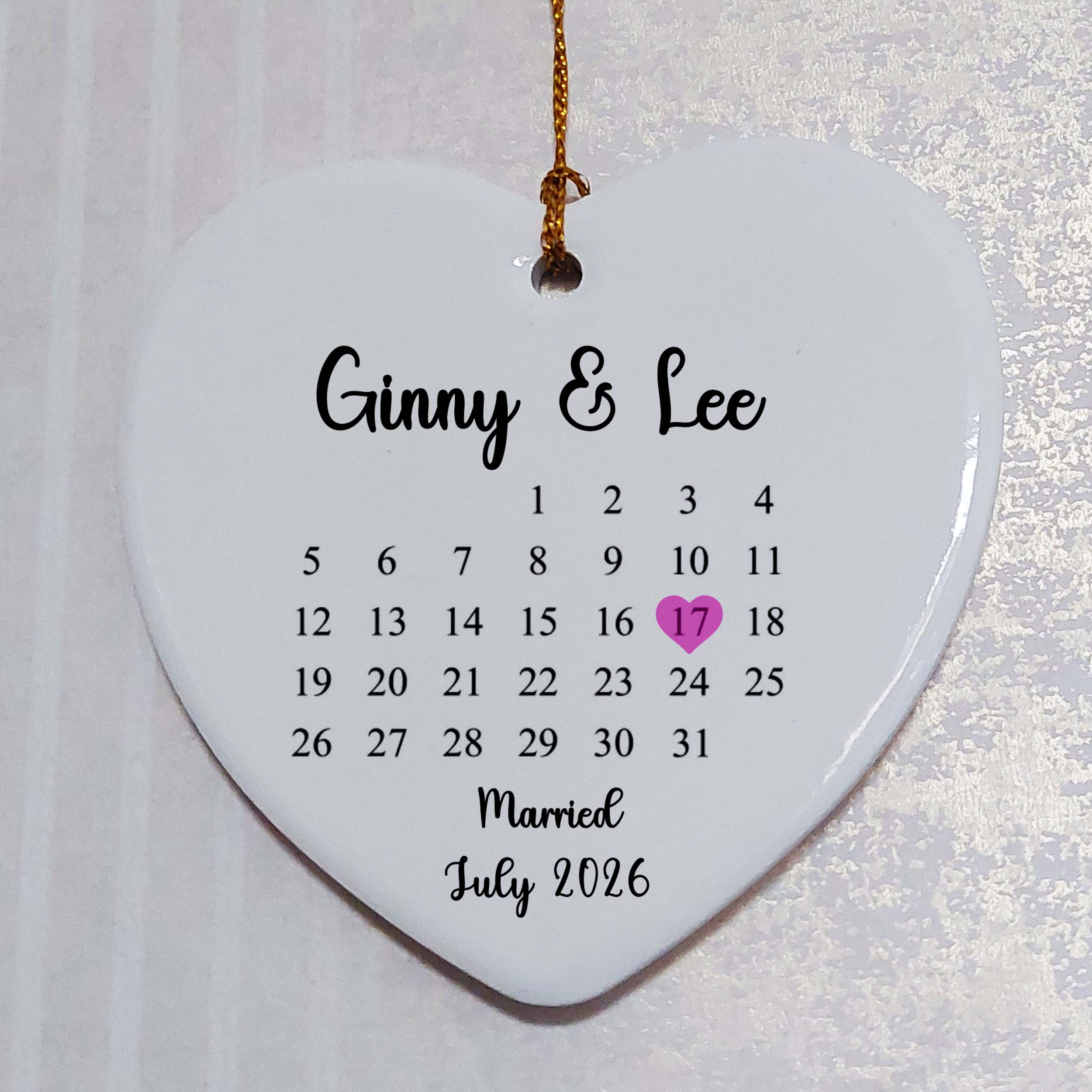 Calendar Wedding Anniversary Ceramic Heart