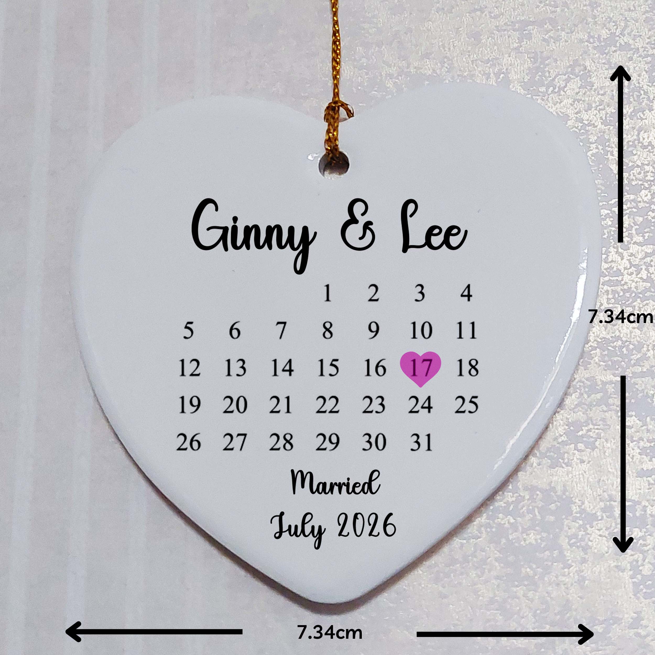 Calendar Wedding Anniversary Ceramic Heart